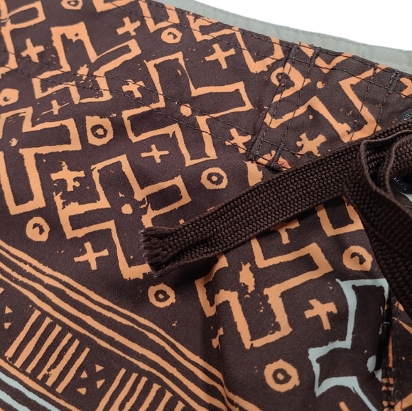 Quiksilver Edition X Print Board Shorts Swim Trunks Brown Men's Size 38 - Picture 4 of 12